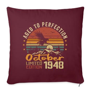 Vintage Octobre 1948 - Cadeau Rétro Octobre 1948 - Housse de coussin décorative 45 x 45 cm - bordeaux - Devant