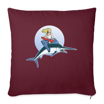 Pin Up sur espadon - Housse de coussin décorative 45 x 45 cm - bordeaux - Devant