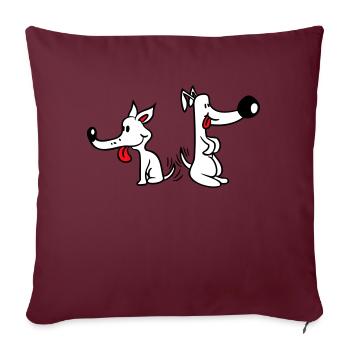 2 chiens gros nez excité mouvement - Housse de coussin décorative 45 x 45 cm - bordeaux - Devant