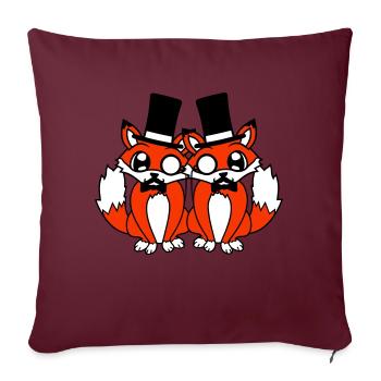 2 Foxes Friends Top Hat Men's Monocle Glasses - Sofa pillowcase 17,3'' x 17,3'' (45 x 45 cm) - burgundy - Front