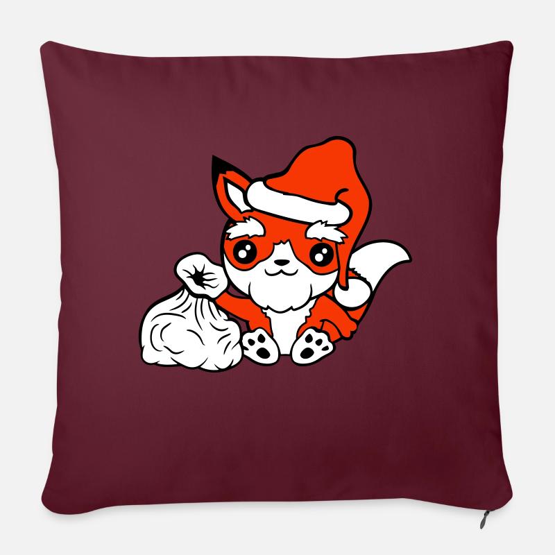 Fuchs Rotfuchs Weihnachtsmann Weihnachten Geschenk - Sofakissenbezug 45 x 45 cm - Burgunderrot