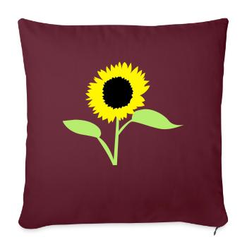 tournesol d'été jaune avec des feuilles ouvertes - Housse de coussin décorative 45 x 45 cm - bordeaux - Devant