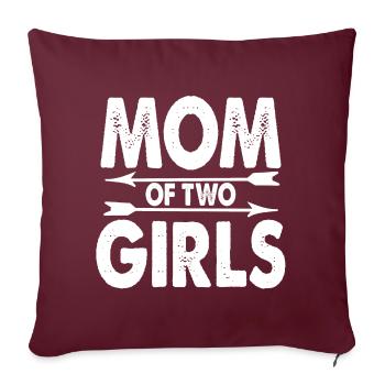 Maman de deux filles - cadeau mère 2 filles - Housse de coussin décorative 45 x 45 cm - bordeaux - Devant