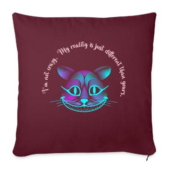 Chat souriant - Housse de coussin décorative 45 x 45 cm - bordeaux - Devant