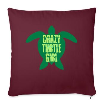Fille tortue folle - Housse de coussin décorative 45 x 45 cm - bordeaux - Devant