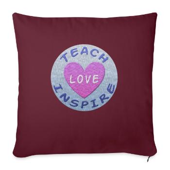 Enseigner l'amour inspirer la pâte à modeler coeur - Housse de coussin décorative 45 x 45 cm - bordeaux - Devant