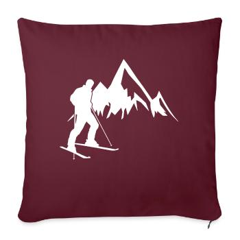Ski ski randonnée randonnée alpine randonnée de montagne - Housse de coussin décorative 45 x 45 cm - bordeaux - Devant