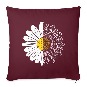 Fleur Blanche Vélo Vélo Vélo Cyclisme Cyclisme - Housse de coussin décorative 45 x 45 cm - bordeaux - Devant