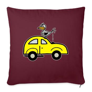 Vogel kackt auf's Auto - Humor Satire - Sofakissenbezug 45 x 45 cm - Burgunderrot - Vorne