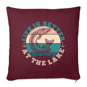 LIFE IS BETTER AT THE LAKE - Sofakissenbezug 45 x 45 cm - Burgunderrot - Vorne