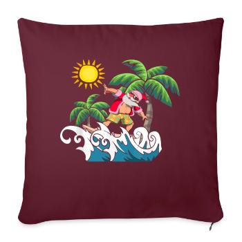 père noël surf - Housse de coussin décorative 45 x 45 cm - bordeaux - Devant
