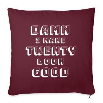 20e anniversaire - Housse de coussin décorative 45 x 45 cm - bordeaux - Devant