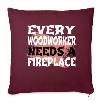 syndicat forestier bûcheron tshirts charpentier plombier - Housse de coussin décorative 45 x 45 cm - bordeaux - Devant