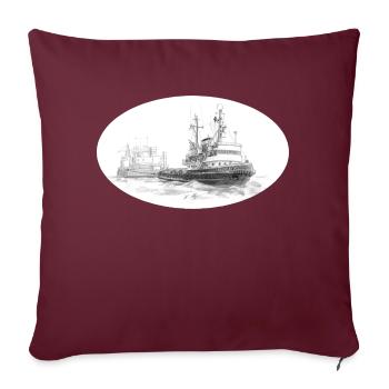 Remorqueur de mer avec remorque - Housse de coussin décorative 45 x 45 cm - bordeaux - Devant