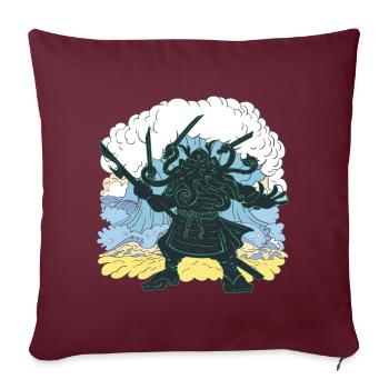 Géant Cthulhu samouraï japonais - Housse de coussin décorative 45 x 45 cm - bordeaux - Devant