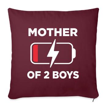 Mutter von 2 Jungen - Sofakissenbezug 45 x 45 cm - Burgunderrot - Vorne