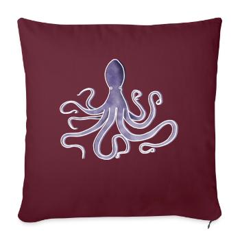 "Oktopus", Boho Line Art Design, Serie "Ocean" - Sofakissenbezug 45 x 45 cm - Burgunderrot - Vorne