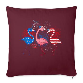 4. Juli Amerikanische Flagge Flamingo Unabhängigkeit - Sofakissenbezug 45 x 45 cm - Burgunderrot - Vorne