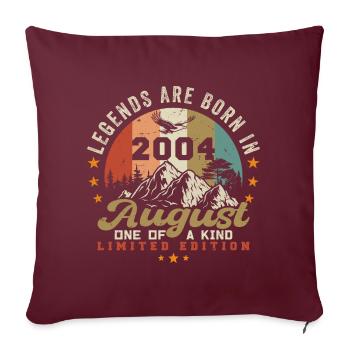 Les légendes sont nées en août 2004 Août 2004 - Housse de coussin décorative 45 x 45 cm - bordeaux - Devant