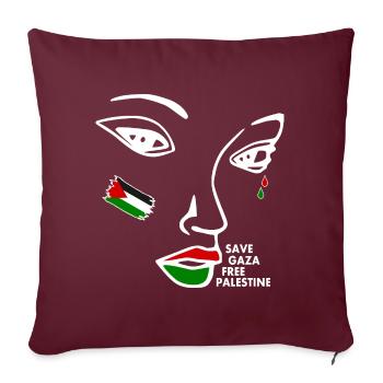 Free palestine women - Housse de coussin décorative 45 x 45 cm - bordeaux - Devant