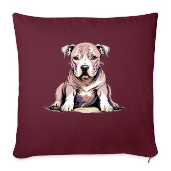 Chiot Pitbul - Housse de coussin décorative 45 x 45 cm - bordeaux - Devant