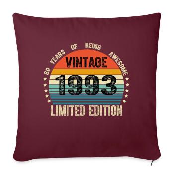 Vintage 1993 31 Years Old 31th Birthday Limited - Housse de coussin décorative 45 x 45 cm - bordeaux - Devant