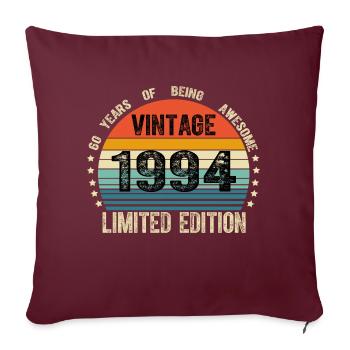 Vintage 1994 30 Years Old 30th Birthday Limited - Housse de coussin décorative 45 x 45 cm - bordeaux - Devant