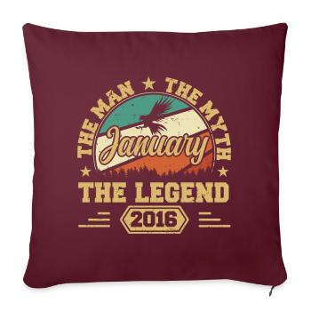 Les légendes sont nées en janvier 2016 - Housse de coussin décorative 45 x 45 cm - bordeaux - Devant
