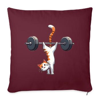 Katze Handstand Workout Training Fitness Salto - Sofakissenbezug 45 x 45 cm - Burgunderrot - Vorne
