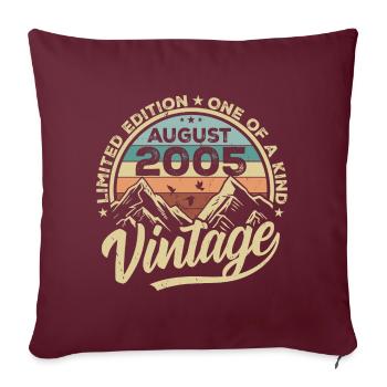 Anniversaire Août 2005 Cadeau d’anniversaire Août - Housse de coussin décorative 45 x 45 cm - bordeaux - Devant