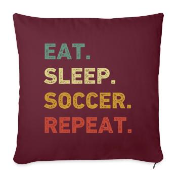 Manger dormir Soccer répéter Rétro Drôle Soccer - Housse de coussin décorative 45 x 45 cm - bordeaux - Devant