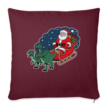 Santa Claus riding a sleigh pulled by dinosaurs - Sofa pillowcase 17,3'' x 17,3'' (45 x 45 cm) - burgundy - Front