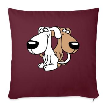 2 Dog Friends Team Crazy Funny Crew Brothers - Housse de coussin décorative 45 x 45 cm - bordeaux - Devant