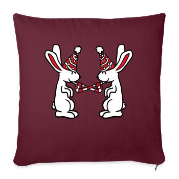 2 lapins anniversaire équipe cadeau crapaud chapeau de fête - Housse de coussin décorative 45 x 45 cm - bordeaux - Devant