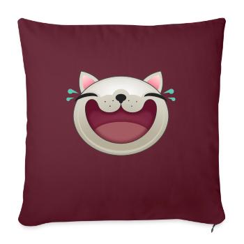 CHAT HEUREUX - Housse de coussin décorative 45 x 45 cm - bordeaux - Devant