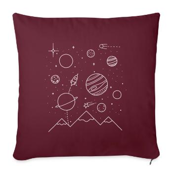 Planeten im Sternenhimmel weiß - Sofakissenbezug 45 x 45 cm - Burgunderrot - Vorne