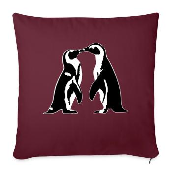 Penguins in love - Housse de coussin décorative 45 x 45 cm - bordeaux - Devant