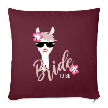 Chemise de groupe de l'équipe de mariage mariée Lama JGA 1 - Housse de coussin décorative 45 x 45 cm - bordeaux - Devant