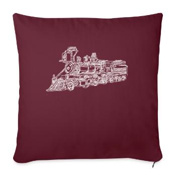 Lok - Eisenbahn Zug Lokomotive - Linen Skizze - Sofakissenbezug 45 x 45 cm - Burgunderrot - Vorne