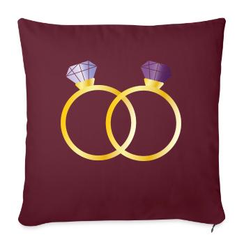 Deux bagues avec diamants violets - Housse de coussin décorative 45 x 45 cm - bordeaux - Devant