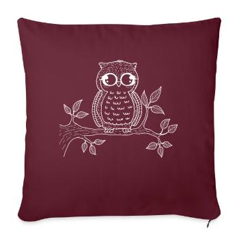 Doux hibou sur Ast Uhu Owl - Housse de coussin décorative 45 x 45 cm - bordeaux - Devant