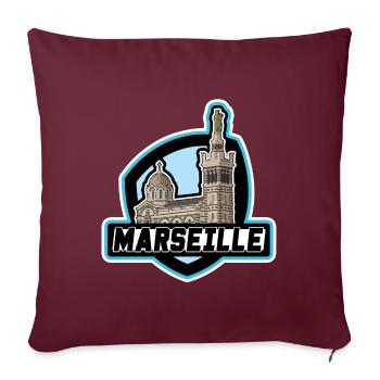 Logo Marseille - Housse de coussin décorative 45 x 45 cm - bordeaux - Devant