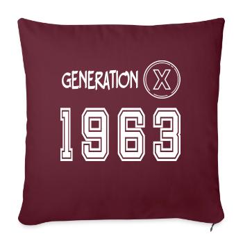 Génération X 1963 - Housse de coussin décorative 45 x 45 cm - bordeaux - Devant