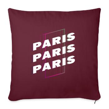 Paris France City Font Skyline Accueil - Housse de coussin décorative 45 x 45 cm - bordeaux - Devant