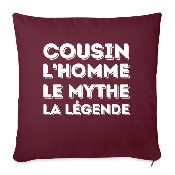 COUSIN l'homme le mythe la légende - Housse de coussin décorative 45 x 45 cm - bordeaux - Devant
