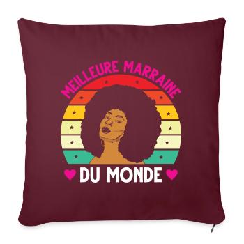 Meilleure marraine monde vintage femme noire - Housse de coussin décorative 45 x 45 cm - bordeaux - Devant