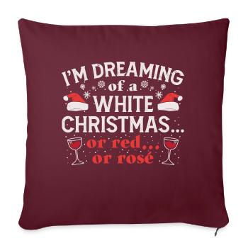 Joyeux Noël Blanc Vin de Noël Verre Vin - Housse de coussin décorative 45 x 45 cm - bordeaux - Devant