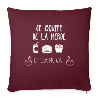 je mange n'importe quoi cadeau homme femme - Housse de coussin décorative 45 x 45 cm - bordeaux - Devant