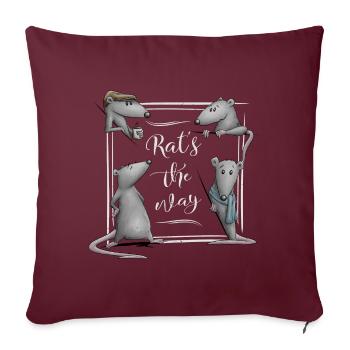 Rat’s The Way Kaffeehaus-Style Ratten Wortspiel - Sofakissenbezug 45 x 45 cm - Burgunderrot - Vorne