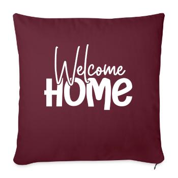 Bienvenue Accueil Retrouvailles Willkommen zu Hause - Housse de coussin décorative 45 x 45 cm - bordeaux - Devant